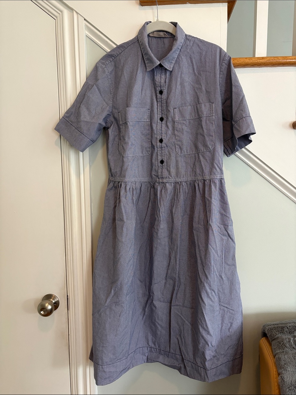 Everlane Blue Short-Sleeve Midi Shirt Dress